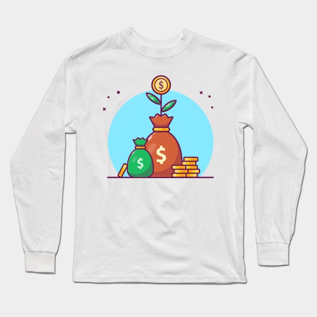 Sack of plant money with stock of coin cartoon Long Sleeve T-Shirt by Catalyst Labs